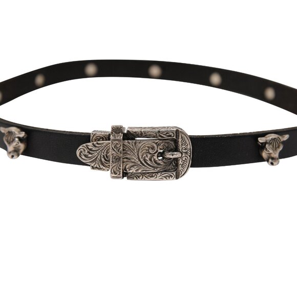 Gucci Anger Forest Bull Head Wrap Bracelet Size 18 925 Silver Black Leather - Picture 2 of 8